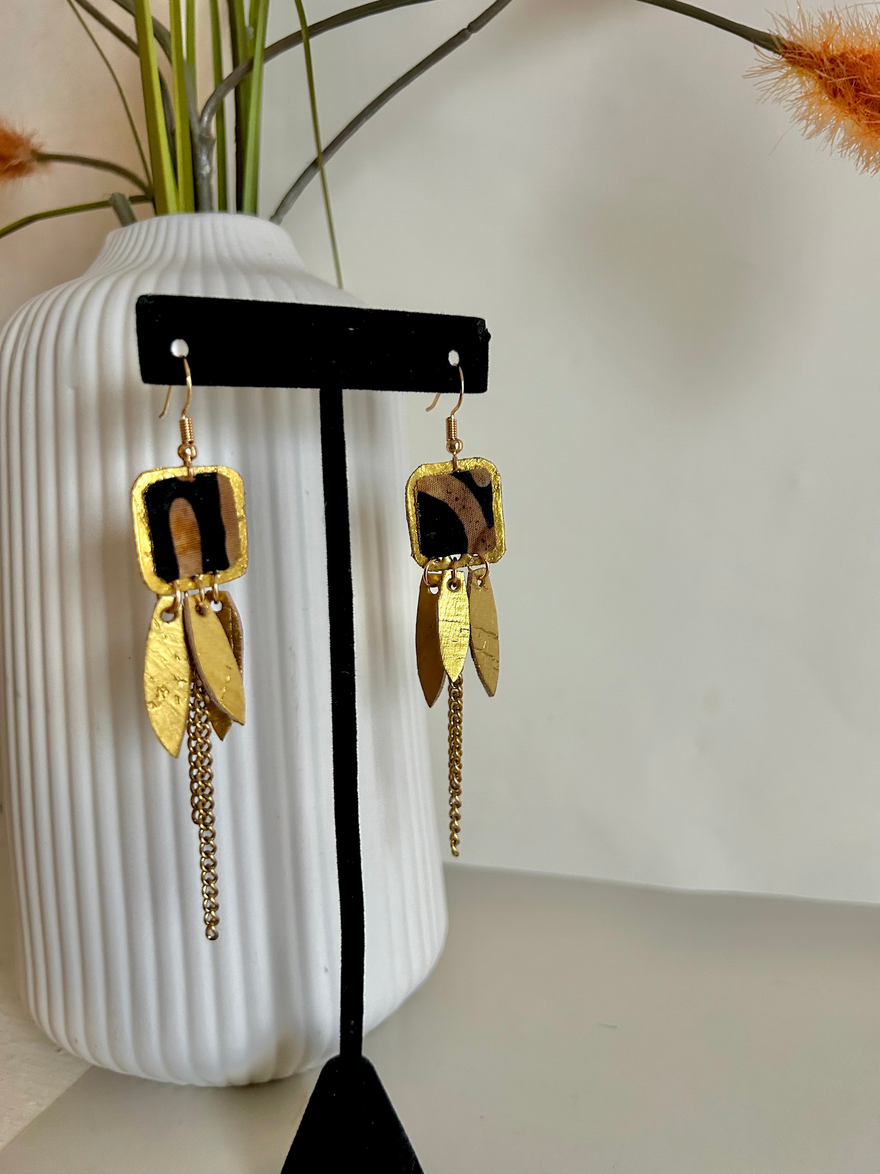 Artisan leaf earrings