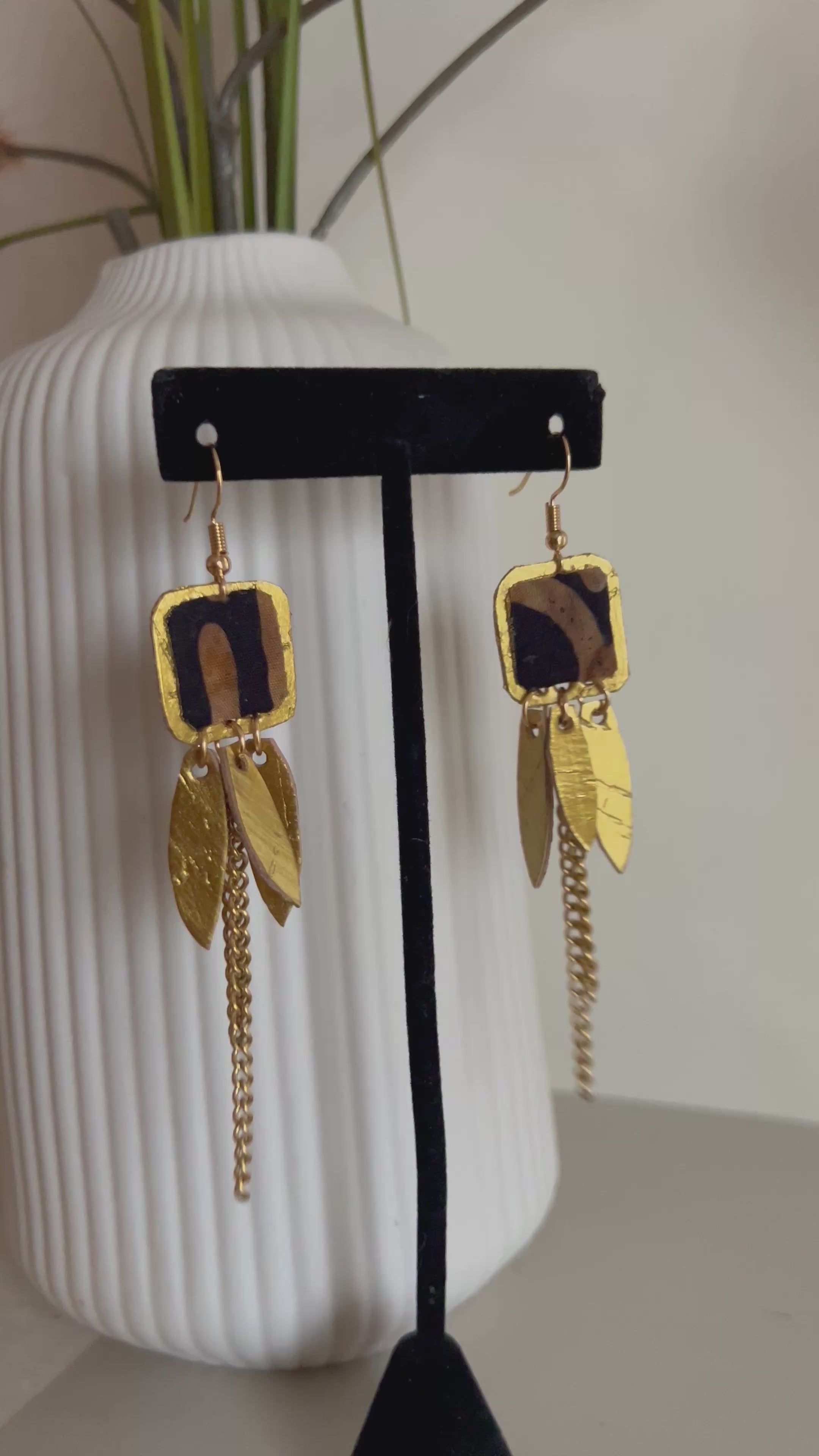Artisan leaf earrings